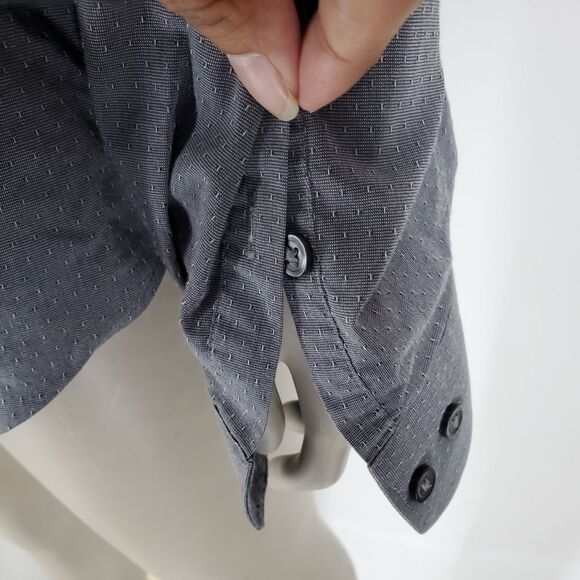 DKNY Slim Fit Stretch Gray Button Up Shirt - Picture 8 of 9